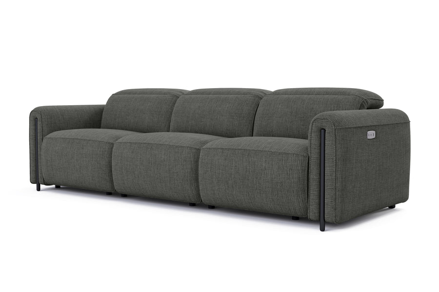 Valencia Octavia Fabric Dual Reclining Cloud Three Seats Lounge, Dark Grey