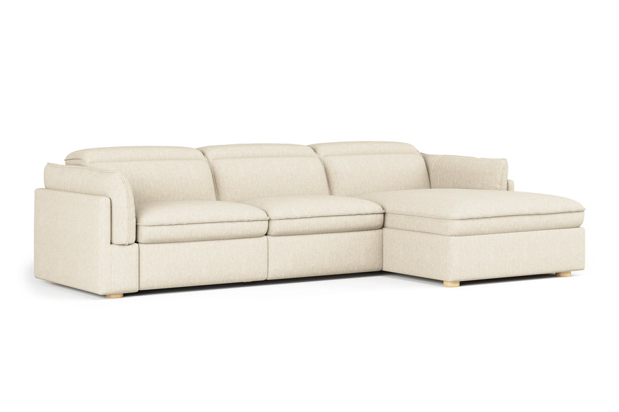 Valencia Fernanda Fabric Modular Sectional Sofa, Three Seats with Right Chaise, Beige