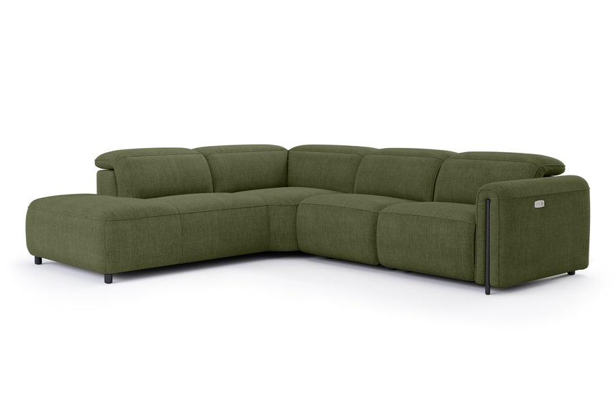 Valencia Octavia Fabric Reclining Sectional Cloud Lounge, L-Shape with Left Chaise, Olive Green