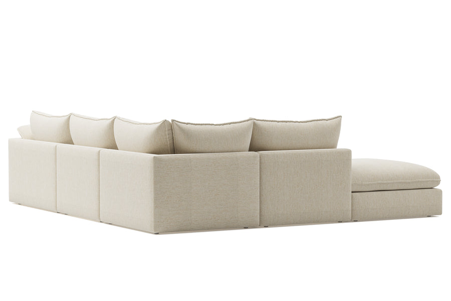 Valencia Frederick Fabric Modular Lounge, 4 Seater Right Arm with Ottoman, Beige