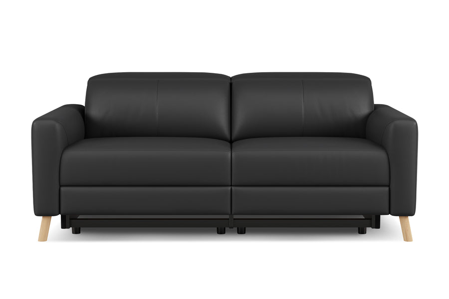 Valencia Elodie Top Grain Leather Loveseat Dual Recliners, Black