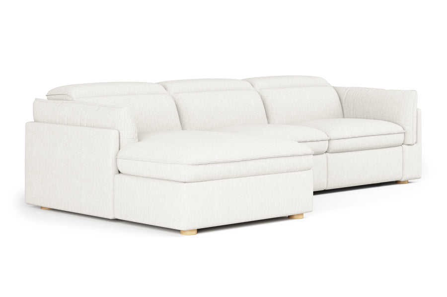 Valencia Fernanda Fabric Modular Sectional Lounge, Three Seats with Left Chaise, White