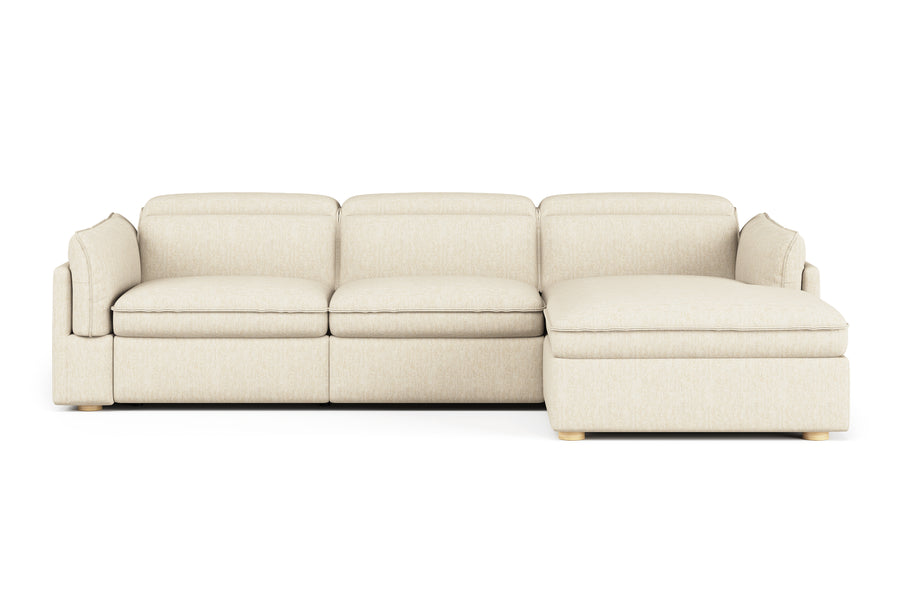 Valencia Fernanda Fabric Modular Sectional Sofa, Three Seats with Right Chaise, Beige