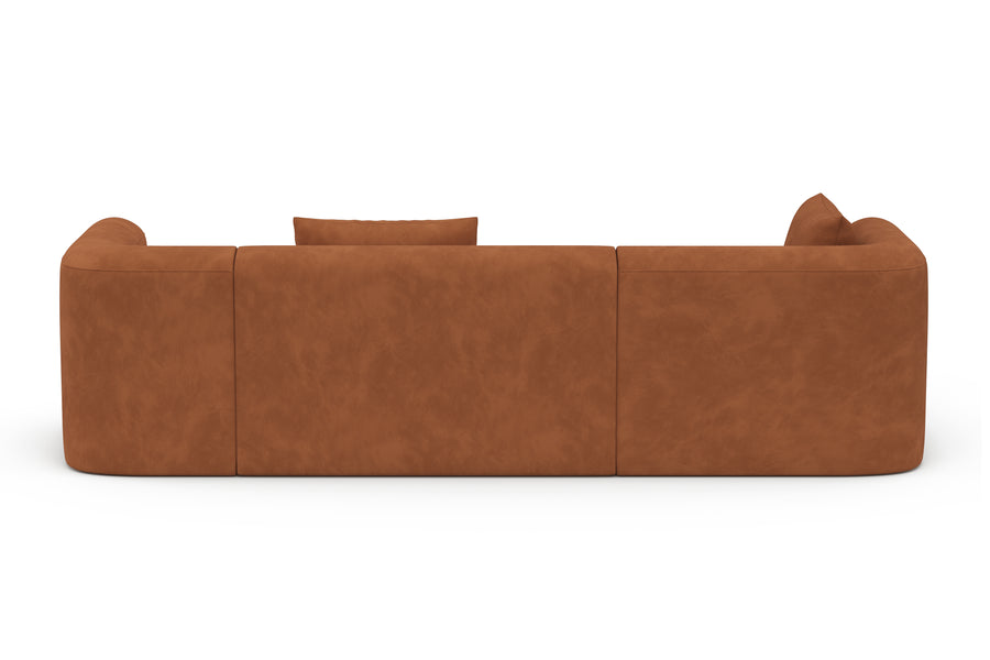 Valencia Jordyn Velvet Fabric Sectional Sofa, Three Seats With Left Chaise, Cognac