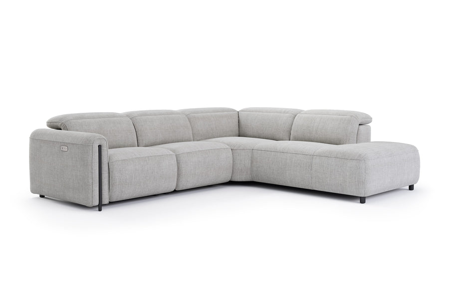 Valencia Octavia Fabric Reclining Sectional Cloud Lounge, L-Shape with Right Chaise, Light Grey