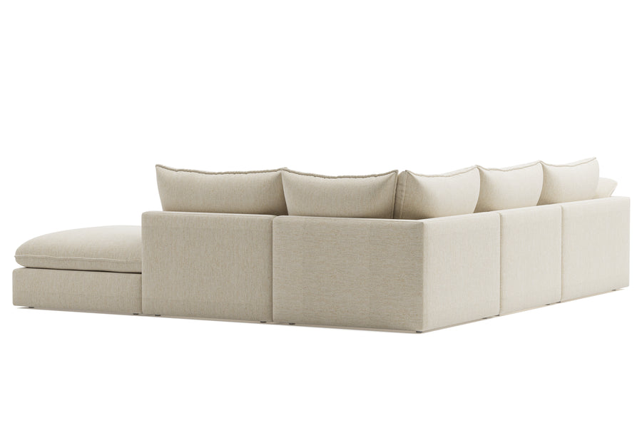 Valencia Frederick Fabric Modular Lounge, 4 Seater Left Arm with Ottoman, Beige