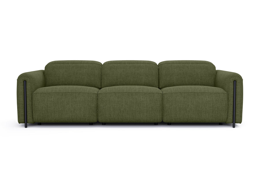 Valencia Octavia Fabric Dual Reclining Cloud Three Seats Lounge, Olive Green