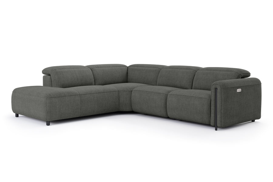 Valencia Octavia Fabric Reclining Sectional Cloud Lounge, L-Shape with Left Chaise, Dark Grey