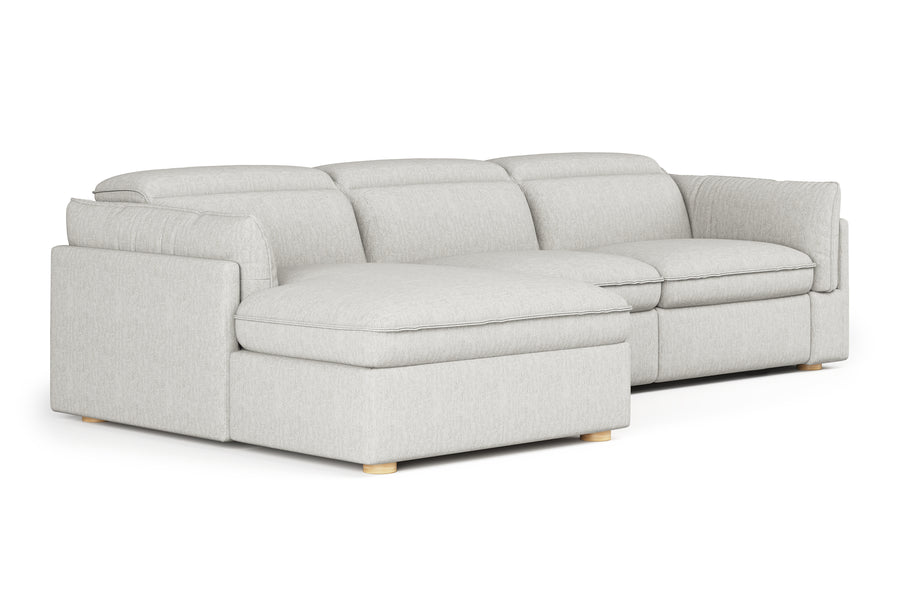 Valencia Fernanda Fabric Modular Sectional Sofa, Three Seats with Left Chaise, Light Grey