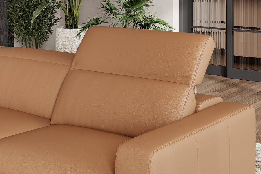 Valencia Clara Leather Reclining Sectional Lounge, Left Hand Chaise, Cognac