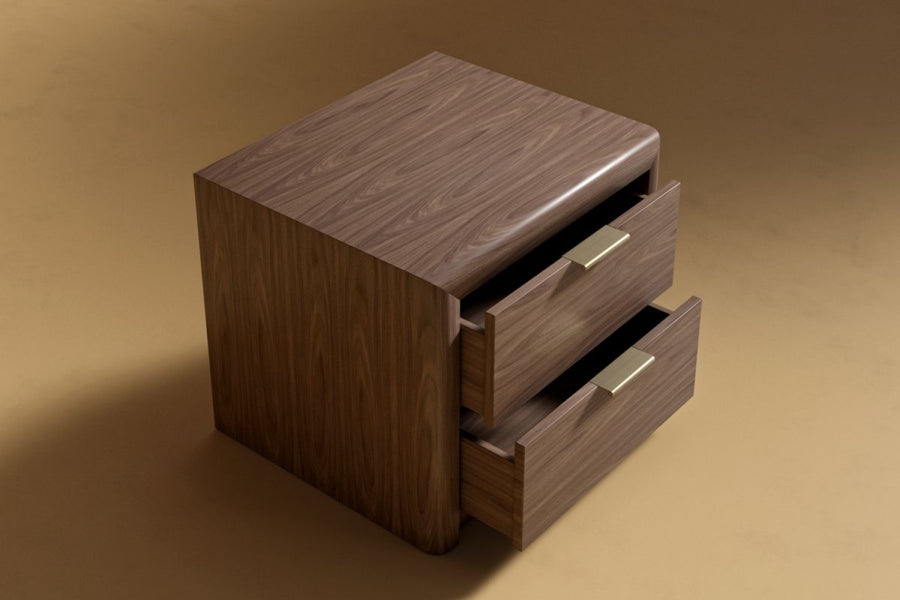 Valencia Alder Walnut Veneer Nightstand, Walnut