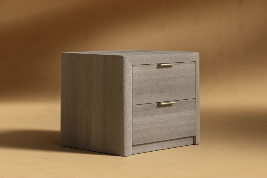 Valencia Alder Oak Veneer Nightstand, Grey