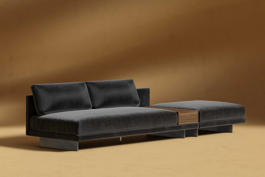 Valencia Alessandro Velvet Right Open End Sofa, Black