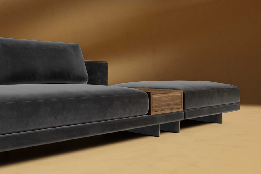 Valencia Alessandro Velvet Right Open End Sofa, Black