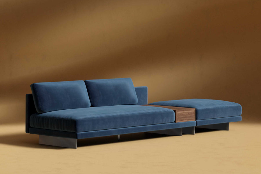 Valencia Alessandro Velvet Right Open End Sofa, Blue