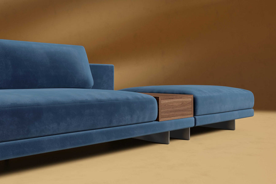 Valencia Alessandro Velvet Right Open End Sofa, Blue