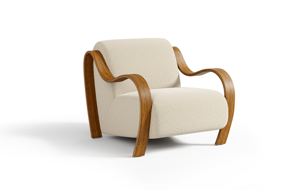 Valencia Alexis Boucle Fabric Accent Chair, Cream Color