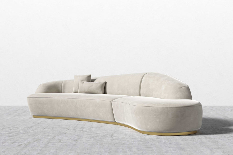 Valencia Andala Fabric Right Chaise Curved Sectional Sofa, Beige