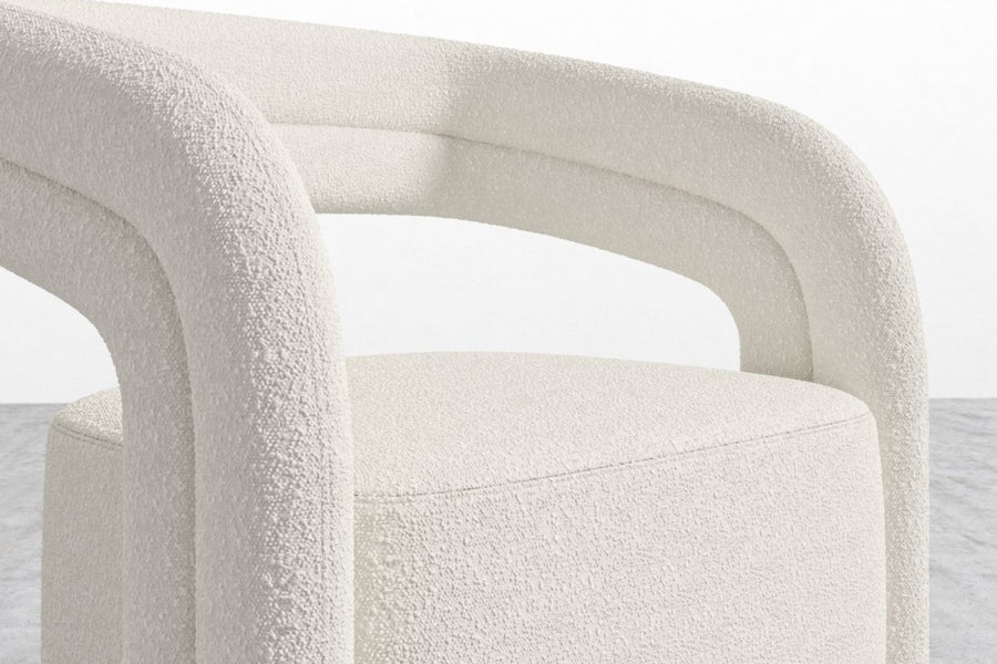 Valencia Aragon Boucle Fabric Accent Chair, Pearl