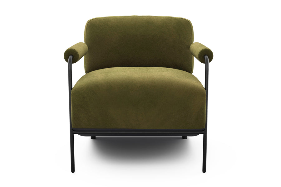 Valencia Arianna Parisian Velour Fabric Accent Chair, Dark Green