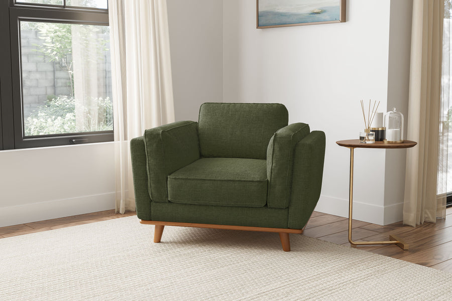 Valencia Artisan Swiss Linen Accent Chair, Olive Green