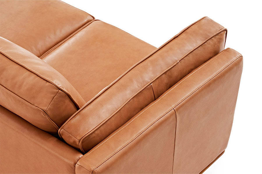 Valencia Artisan Top Grain Leather Three Seats with Left Chaise Leather Lounge, Cognac