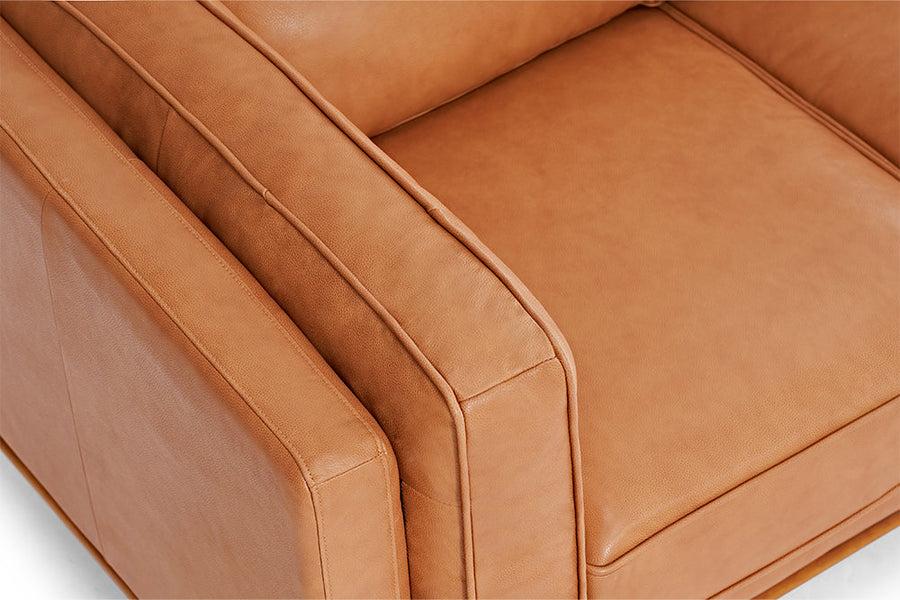 Valencia Artisan Wide Three Seats Leather Lounge, Cognac