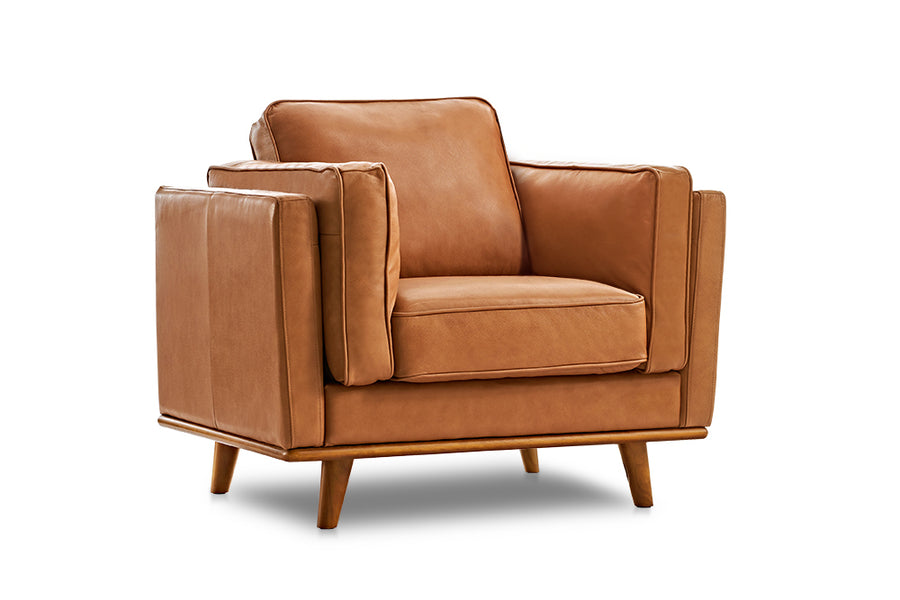 Valencia Artisan Leather Accent Chair, Cognac