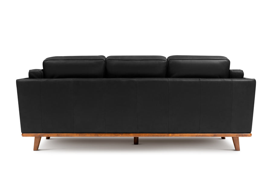 Valencia Artisan Wide Three Seats Leather Lounge, Black