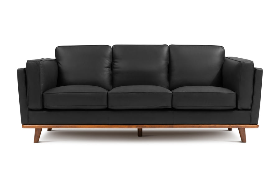 Valencia Artisan Wide Three Seats Leather Lounge, Black