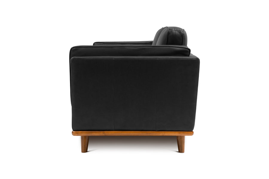 Valencia Artisan Wide Three Seats Leather Lounge, Black