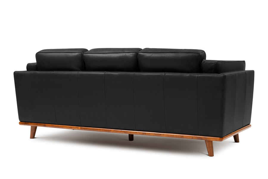 Valencia Artisan Wide Three Seats Leather Lounge, Black