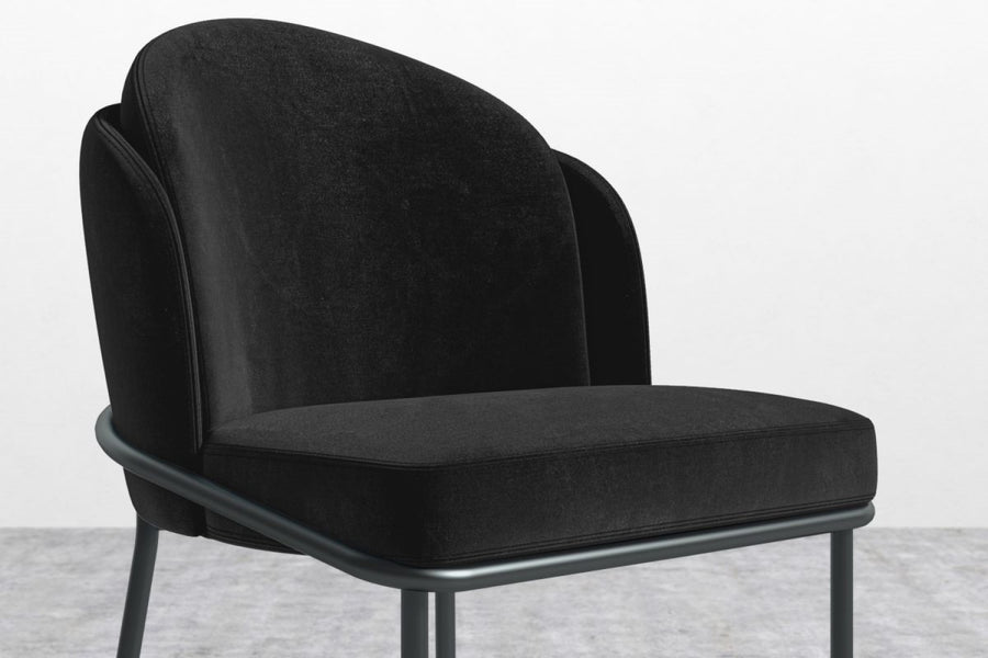 Valencia Auric Velvet Dining Chair, Black