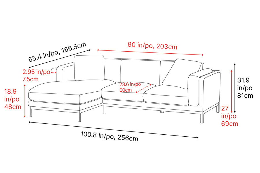 Valencia Bergen Fabric Sectional Lounge with Left Hand Facing Chaise, Beige