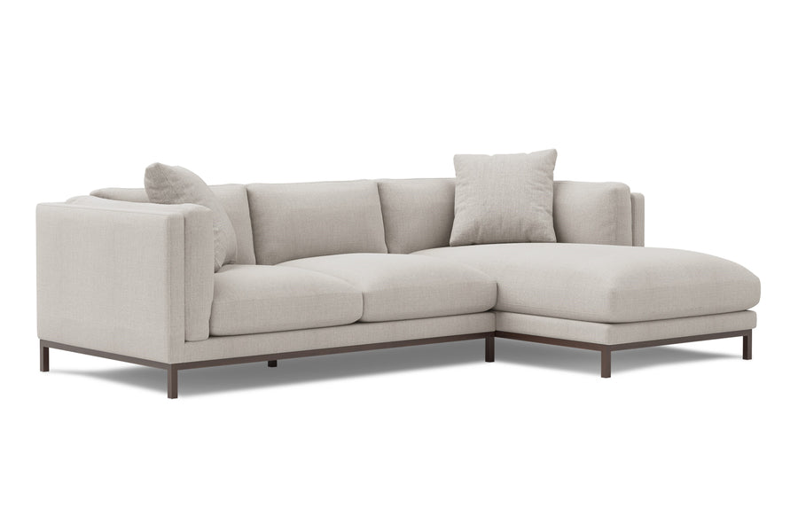 Valencia Bergen Fabric Sectional Lounge with Right Hand Facing Chaise, Beige