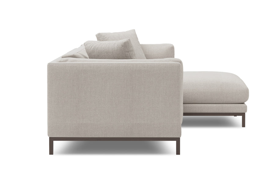 Valencia Bergen Fabric Sectional Lounge with Right Hand Facing Chaise, Beige