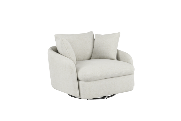 Valencia Giorgia Glacier White Fabric Swivel Chair, White Color
