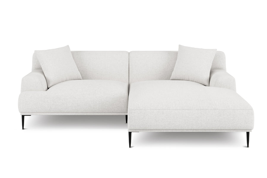 Valencia Kotor Modern Fabric Right Chaise Sofa, White