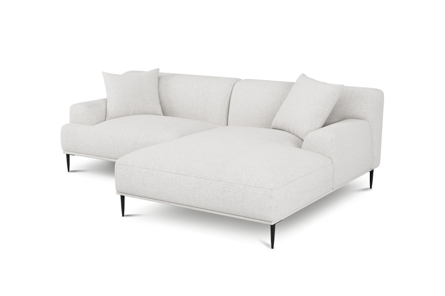 Valencia Kotor Modern Fabric Right Chaise Sofa, White