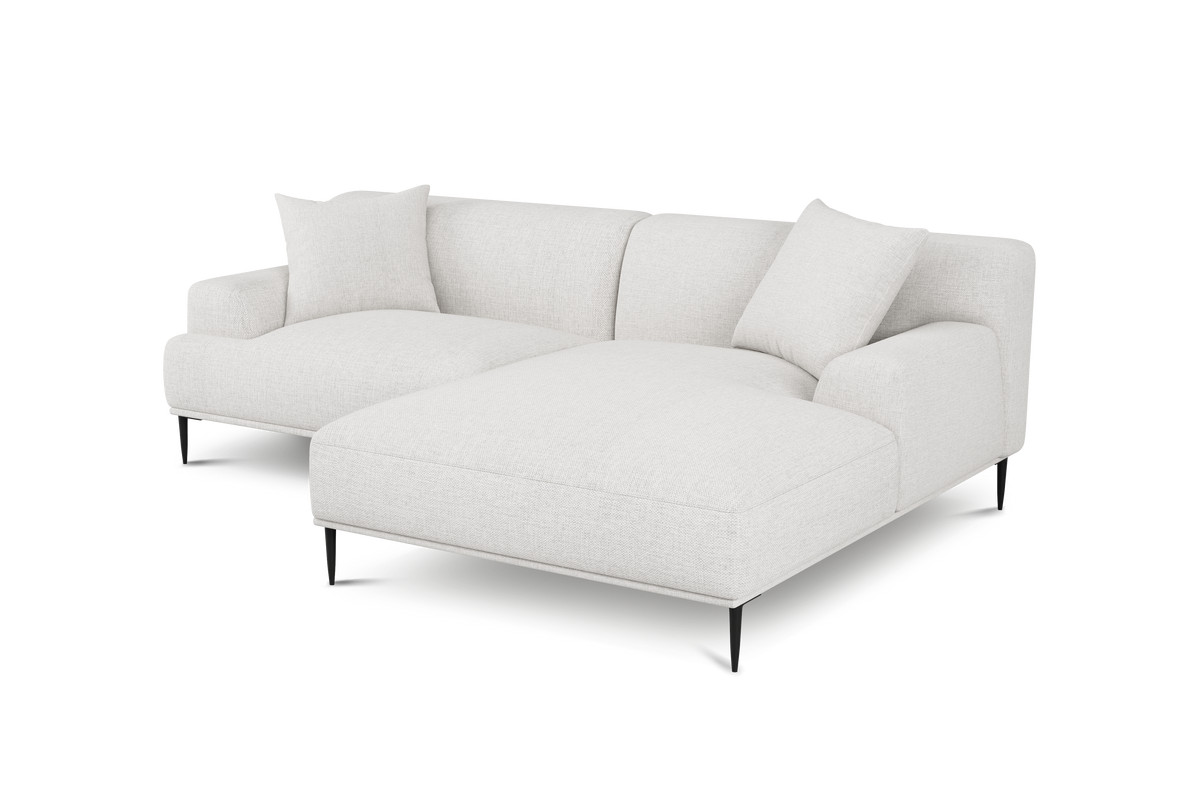 Valencia Kotor Modern Fabric Right Chaise Lounge, White