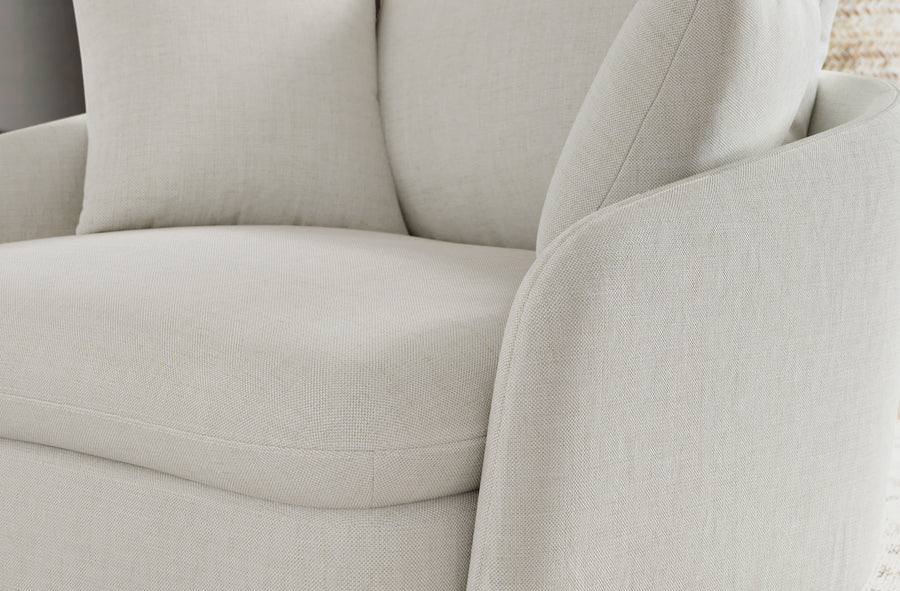 Valencia Giorgia Glacier White Fabric Swivel Chair, white color