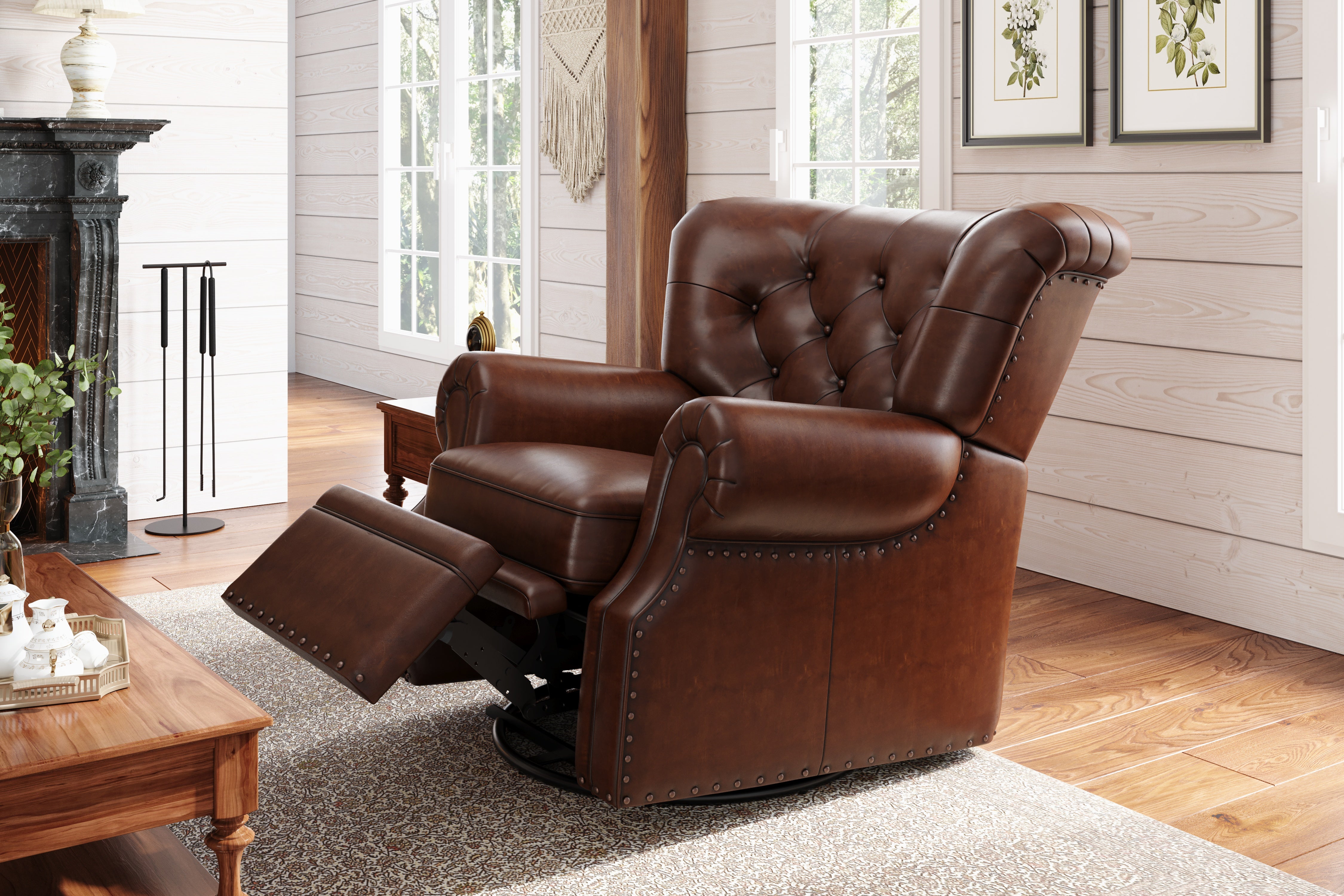 Aniline leather clearance recliner