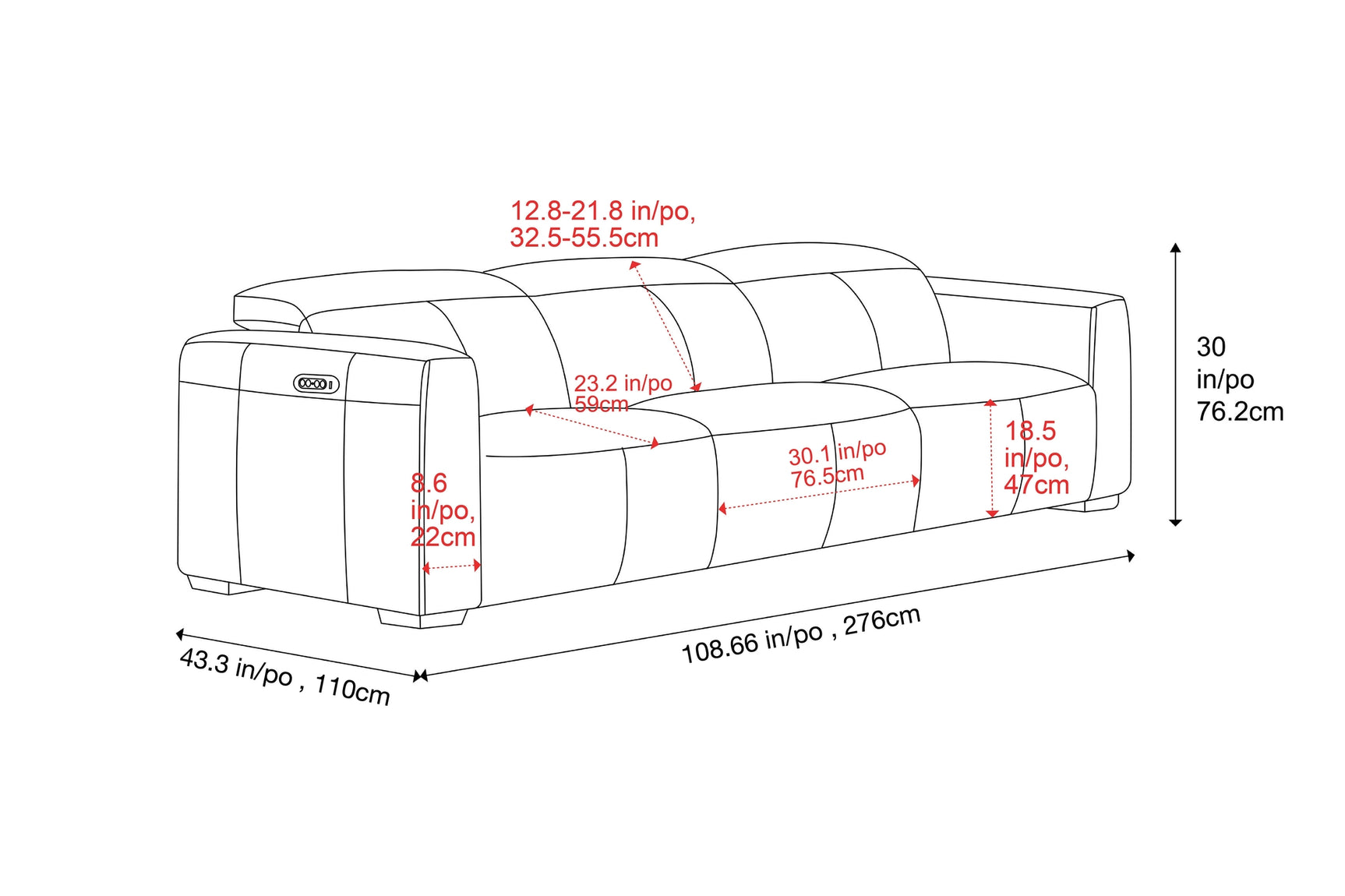 Carmen Leather Dual Recliner Lounge