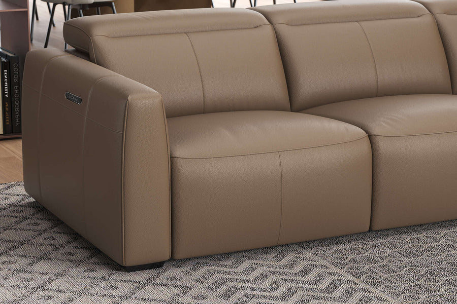 Valencia Carmen Leather L-Shape Dual Recliner Lounge, Brown