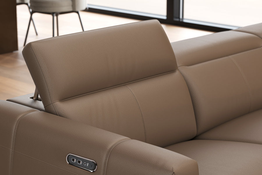 Valencia Carmen Leather L-Shape Dual Recliner Lounge, Brown