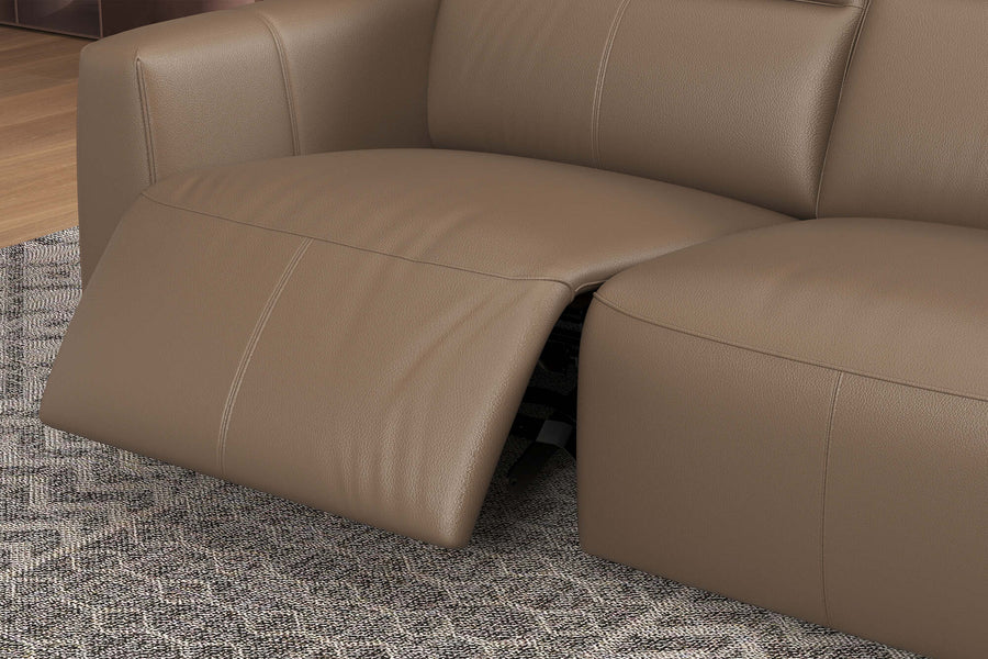 Valencia Carmen Leather L-Shape Dual Recliner Lounge, Brown