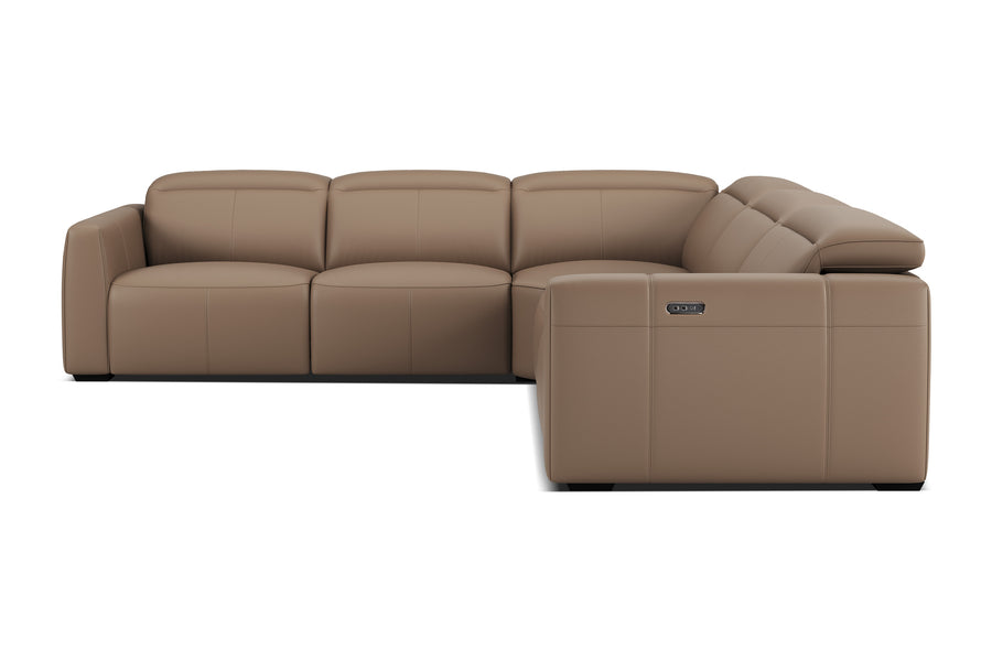 Valencia Carmen Leather L-Shape Dual Recliner Lounge, Brown