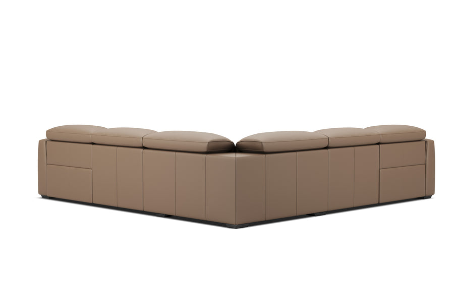 Valencia Carmen Leather L-Shape Dual Recliner Lounge, Brown