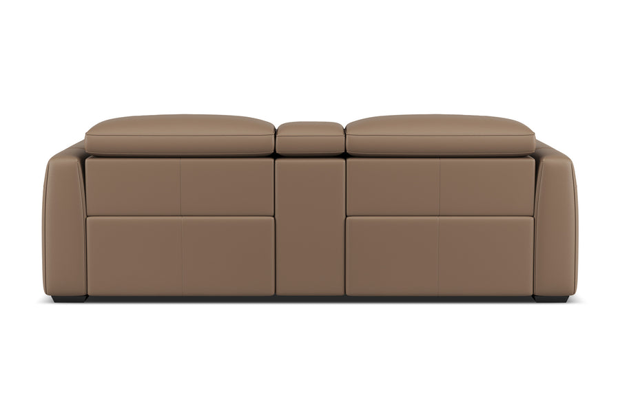 Valencia Carmen Leather Loveseat Dual Recliner with Console Lounge, Brown