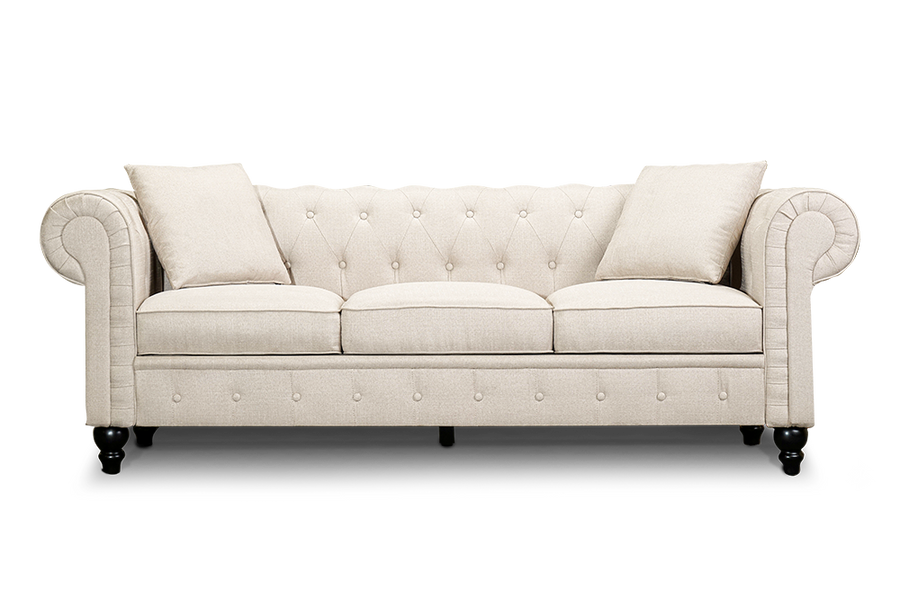 Valencia Cerna Fabric Chesterfield Lounge, Beige Color